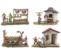 Moranduzzo Set 4 Pastori Napoletani per Presepe da 6 cm Scala 1:32 - MINI 6 - Statuine Indistruttibili, Stile '700, Rifinite a Mano, Scultore M. Landi, Made in Italy