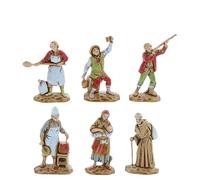 Moranduzzo Set 6 Pastori Napoletani Adatto a Presepe da 3,5 cm Scala 1:50 - MICRO 3,5 - Statuine Indistruttibili, Stile '700, Rifinite a Mano, Scultore M. Landi, Made in Italy