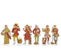 Moranduzzo Set 6 Pastori per Presepe da 8 cm - COMPACT 8 - Scala 1:22 - Statuine Indistruttibili, Pittura a Mano, Made in Italy, Scultore M. Landi