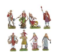 Moranduzzo Set 8 Pastori H 9 cm per Presepe da 10 cm - STANDARD 10 - Scala 1:20 - Statuine Indistruttibili, Stile '700, Rifinite a Mano, Scultore M. Landi