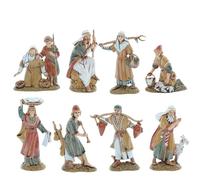 Moranduzzo Set 8 Pastori per Presepe da 10 cm - STANDARD 10 - Scala 1:20 - Statuine Indistruttibili, Rifinite a Mano, Scultore M. Landi, Made in Italy
