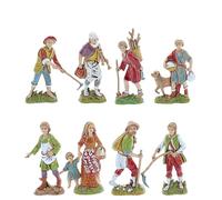 Moranduzzo Set 8 Pastori per Presepe da Cm 10 Scala 1:20 - Statuine in Resina PVC Indistruttibili, Stile ‘700, Rifinite a Mano, Scultore M. Landi