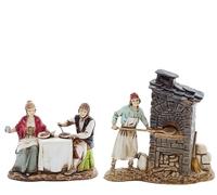 Moranduzzo Set Pizzaiolo e Coppia a Tavola - Scala 1:22 per Presepe da 8 cm - STANDARD 8 - Statuine Indistruttibili, Dipinte a Mano, Stile '700, Prodotto Ufficiale, Made in Italy, Scultore M. Landi