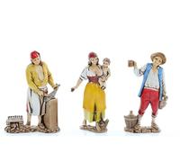 Moranduzzo Tris Pastori Napoletani per Presepe da 8 cm, Scala 1:22 - STANDARD 8 - Statuine Indistruttibili, Stile '700, Pittura a Mano, Made in Italy, Scultore M. Landi