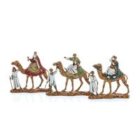 Moranduzzo Tris Re Magi su Cammello Adatto a Presepe da 3,5 cm Scala 1:16 - MICRO 3,5 - Statuina Indistruttibile, Stile '700, Rifinita a Mano, Scultore M. Landi, Made in Italy