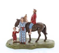 Gruppo per Presepe da Cm 6 Scala 1:32 - Statuine Presepe Indistruttibili - Stile 700', Pittura Rifinita a Mano, Prodotto Ufficiale, Made in Italy, Scultore M. Landi (Uomo a Cavallo con Famiglia)