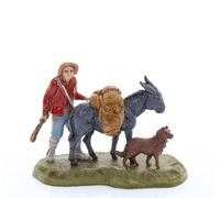 Moranduzzo Uomo con Asino e Cane Adatto a Presepe da 6 cm Scala 1:32 - MINI 6 - Statuina Indistruttibile, Stile '700, Rifinita a Mano, Scultore M. Landi, Made in Italy