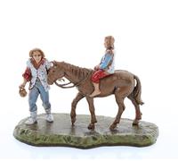 Moranduzzo Uomo con Bimbo a Cavallo per Presepe da 6 cm Scala 1:32 - MINI 6 - Statuina Indistruttibile, Stile '700, Rifinita a Mano, Scultore M. Landi, Made in Italy
