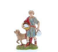 Moranduzzo Uomo con Cane per Presepe da Cm 10 Scala 1:20 - Statuine Presepe Indistruttibili - Stile 700', Pittura Rifinita a Mano, Prodotto Ufficiale, Made in Italy, Scultore M. Landi