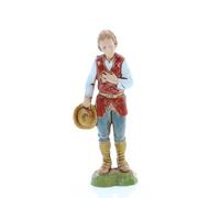Moranduzzo Uomo con Cappello per Presepe da Cm 10 Scala 1:20 - Altezza 8,6 cm - Statuina in Resina PVC, Indistruttibile, Stile ‘700, Rifinita a Mano, Scultore M. Landi
