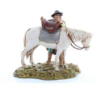 Moranduzzo Uomo e Cavallo per Presepe da Cm 10 Scala 1:20 - Statuine Presepe Indistruttibili - Stile 700', Pittura Rifinita a Mano, Prodotto Ufficiale, Made in Italy, Scultore M. Landi