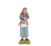 Moranduzzo Vecchia con Legna per Presepe da Cm 10 Scala 1:20 - Altezza 8,7 cm - Statuina in Resina PVC, Indistruttibile, Stile ‘700, Rifinita a Mano, Scultore M. Landi