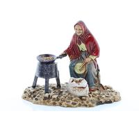 Moranduzzo Venditrice di Castagne per Presepe da Cm 10 Scala 1:20 - Statuine Presepe Indistruttibili - Stile 700', Pittura Rifinita a Mano, Prodotto Ufficiale, Made in Italy, Scultore M. Landi