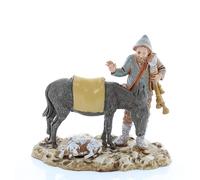 Moranduzzo Zampognaro con Asino per Presepe da Cm 10 Scala 1:20 - Statuine Presepe Indistruttibili - Stile 700', Pittura Rifinita a Mano, Prodotto Ufficiale, Made in Italy, Scultore M. Landi
