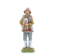 Moranduzzo Zampognaro con Cappello per Presepe da Cm 10 Scala 1:20 - Altezza 9 cm - Statuina Indistruttibile, Stile ‘700, Rifinita a Mano, Prodotto Ufficiale, Made in Italy, Scultore M. Landi
