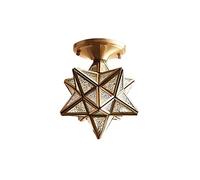 Moravian Star Island Lampada a Sospensione a Sospensione Lampada da soffitto a Passaggio Lampadario in Vetro Pentagramma con Finitura in Ottone Spazzolato per Sala da Pranzo, Soggiorno, Camera da