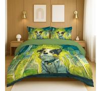 Morbida Biancheria da Letto Verde Copripiumino Cartoon Fantasia Cucciolo Completa Singola Doppia per camera da letto e soggiorno Duvet Cover 135x200cm(53" x 79")