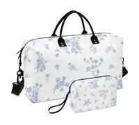 Morbida borsa da viaggio con fiori blu in primavera grande borsa da palestra sportiva con tracolla regolabile per trekking pieghevole