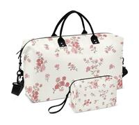 Morbida borsa da viaggio con fiori rossi in primavera borsa da viaggio per la notte Tote e bagaglio da viaggio tote borsa da palestra con borsa da toilette per sport di grande capacità