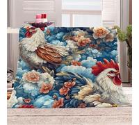 Morbida Coperta in Peluche Nuvole Di Gallo E Fiori-18 - Plaid per Divano/Letto 150x200 cm Sognante E Vivido Flanella Microfibra Ultra Caldo,Lavabile, Regalo