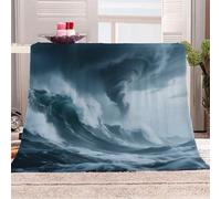 Morbida Coperta in Peluche Venti Forti,Onde Enormi E Nuvole Scure - Plaid per Divano/Letto 150x200 cm Forze Della Natura Flanella Microfibra Ultra Caldo,Lavabile,Regalo