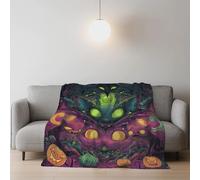 Morbida Coperta Letto Singolo/Matrimoniale Cartoon Coperta in pile Misterioso Chauve-souris Halloween Warmer Accogliente e Spessa Blanket per Letto Divano Sedia e Divano 180 x 200cm,Viola Ciano