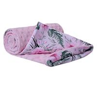 Morbida coperta per gattonare, in 100% cotone, da 75 x 100 cm, double face, multifunzione, per carrozzina, con fiori rosa chiaro e lato Minky rosa chiaro
