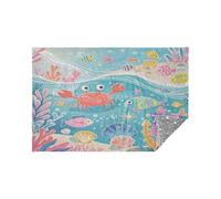 Morbida flanella leggera coperta da viaggio allegra vita oceanica blu bagliore nel buio stelle cuscino 165 x 140 cm