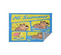 Morbida flanella leggera coperta da viaggio Capybara estate blu bagliore nel buio stelle cuscino 165 x 140 cm