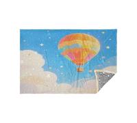 Morbida flanella leggera coperta da viaggio colorato palloncino cielo bagliore nel buio stelle coperta cuscino 165 x 140 cm