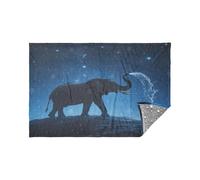 Morbida flanella leggera coperta da viaggio elefante blu notte bagliore nel buio stelle coperta cuscino 165 x 140 cm