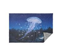 Morbida flanella leggera coperta da viaggio fantasia meduse luna bagliore nel buio stelle cuscino 165 x 140 cm