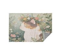 Morbida flanella leggera coperta da viaggio gatto fiore corona bagliore nel buio stelle coperta cuscino 165 x 140 cm