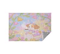 Morbida flanella leggera coperta da viaggio principessa cane pastello bagliore nel buio stelle cuscino 165 x 140 cm
