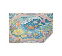 Morbida flanella leggera coperta da viaggio stravagante scena oceanica blu bagliore nel buio stelle cuscino 165 x 140 cm