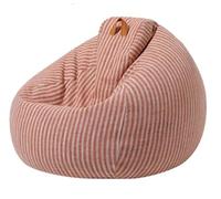Morbida fodera per pouf in cotone e lino (senza imbottitura), possibilità di stoccaggio per peluche, comodo copridivano e rivestimento per pavimento per adulti, diametro 90 x 100 cm