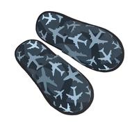 Morbida Pantofole Donna Dark Blue Camouflage Airplanes Ciabatte Casa Comode Babbucce per Uomo Invernali Inverno L