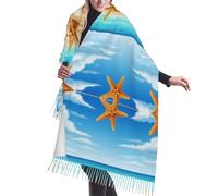 Morbida Sciarpa da Donna Ocean Sea Beach Gold Sand Sunshine Starfish Conch Seashell Sciarpe Inverno Calda Scialle Donnas 68X196cm