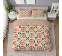 Morbida Set Copripiumino Beige, Copripiumino Piazza E Mezza 200 X 200 cm Mandala Geometrico Floreale Motivo, Biancheria da Letto confortevole, Leggera e Traspirante, per il riposo quotidiano