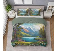 Morbida Set Copripiumino Chiaro, Copripiumino Matrimoniale 250 X 200 cm Paesaggio Geometrico Paesaggio Arte, Biancheria da Letto confortevole, Leggera e Traspirante, per il riposo quotidiano