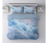 Morbide Microfibra Copripiumino 135 x 200 cm Astratto Trama Marmorea Superficie Ghiacciata Setoso di Biancheria da Letto con Cerniera Nascosta per Ragazzi e Ragazze Grigio perla + 1 Federa 65 x 65 cm