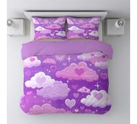 Morbide Microfibra Copripiumino 150 x 200 cm Cartone Animato Romantico Nuvola Cuore Setoso di Biancheria da Letto con Cerniera Nascosta per Ragazzi e Ragazze Arancione classico + 1 Federa 65 x 65 cm