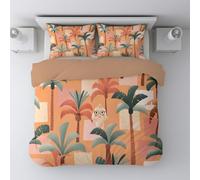 Morbide Microfibra Copripiumino 200 x 200 cm Cartone Animato Tropicale Albero Di Cocco Palma Setoso di Biancheria da Letto con Cerniera Nascosta per Ragazzi e Ragazze Giallo dorato + 2 Federe 50 x 80
