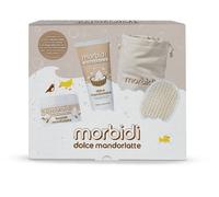 Morbidì Kit Mandorlatte - Set corpo con bagnodoccia, scrub, spugna e beauty case, 4 pezzi