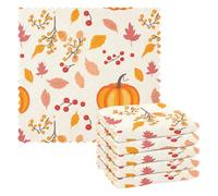 Morbidi panni per la pulizia della tavola, strofinacci da cucina, confezione da 6 stracci per la casa, foglie autunnali zucca e bacche di sorbo, 28 x 28 cm