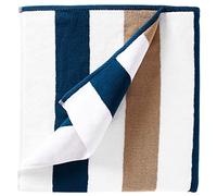 Morbidi teli da spiaggia modello Cabana di Laguna Beach Towel Co. Ocean Blue & Almond