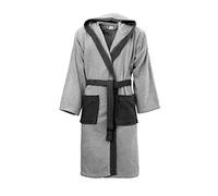 Morbidissimi Accappatoio Spugna Adulto Bicolor Con Cappuccio, Cinturino e 2 Tasche, Accappatoi Uomo Donna Morbidi 400 gr/mq Puro Cotone Y780 (Accappatoio Grigio-Nero, M)