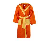 Morbidissimi Accappatoio Spugna Adulto Bicolor Con Cappuccio, Cinturino e 2 Tasche, Accappatoi Uomo Donna Morbidi 400 gr/mq Puro Cotone Y780 (Accappatoio Arancione-Giallo, M)
