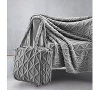 Morbidissimo Plaid con Borsa Calda Coperta Agnellata Jacquard 130x160 Grigio