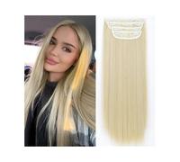 Morbido 4 pezzi/set 24" pezzo di capelli lunghi lisci e spessi clip sintetici nelle estensioni dei for le donne 180g a testa piena con 11 Lungo(Bleach Blonde)